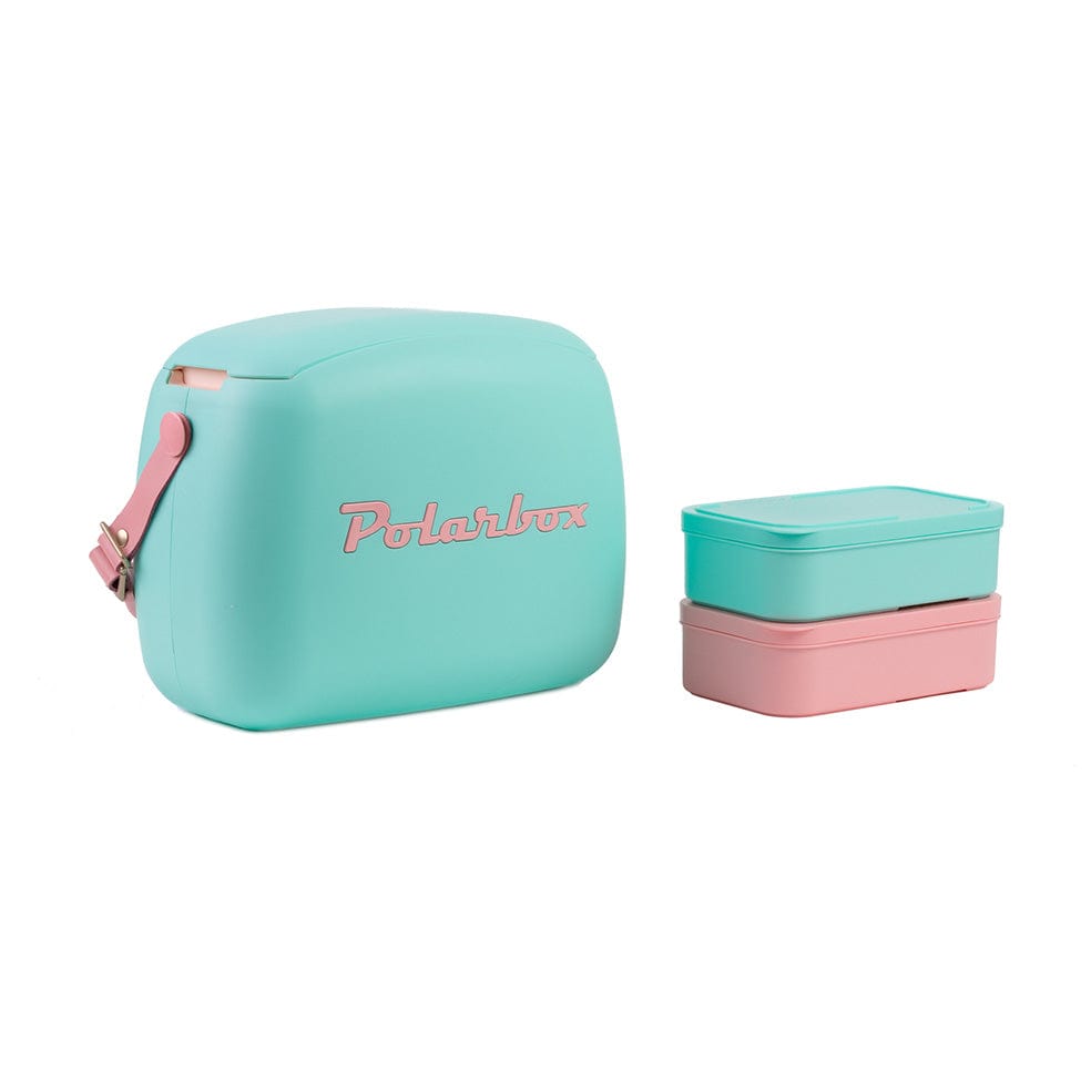 Polarbox Retro Cooler Box 6L Cyan Rosa | Includes 2 Lunch Boxes
