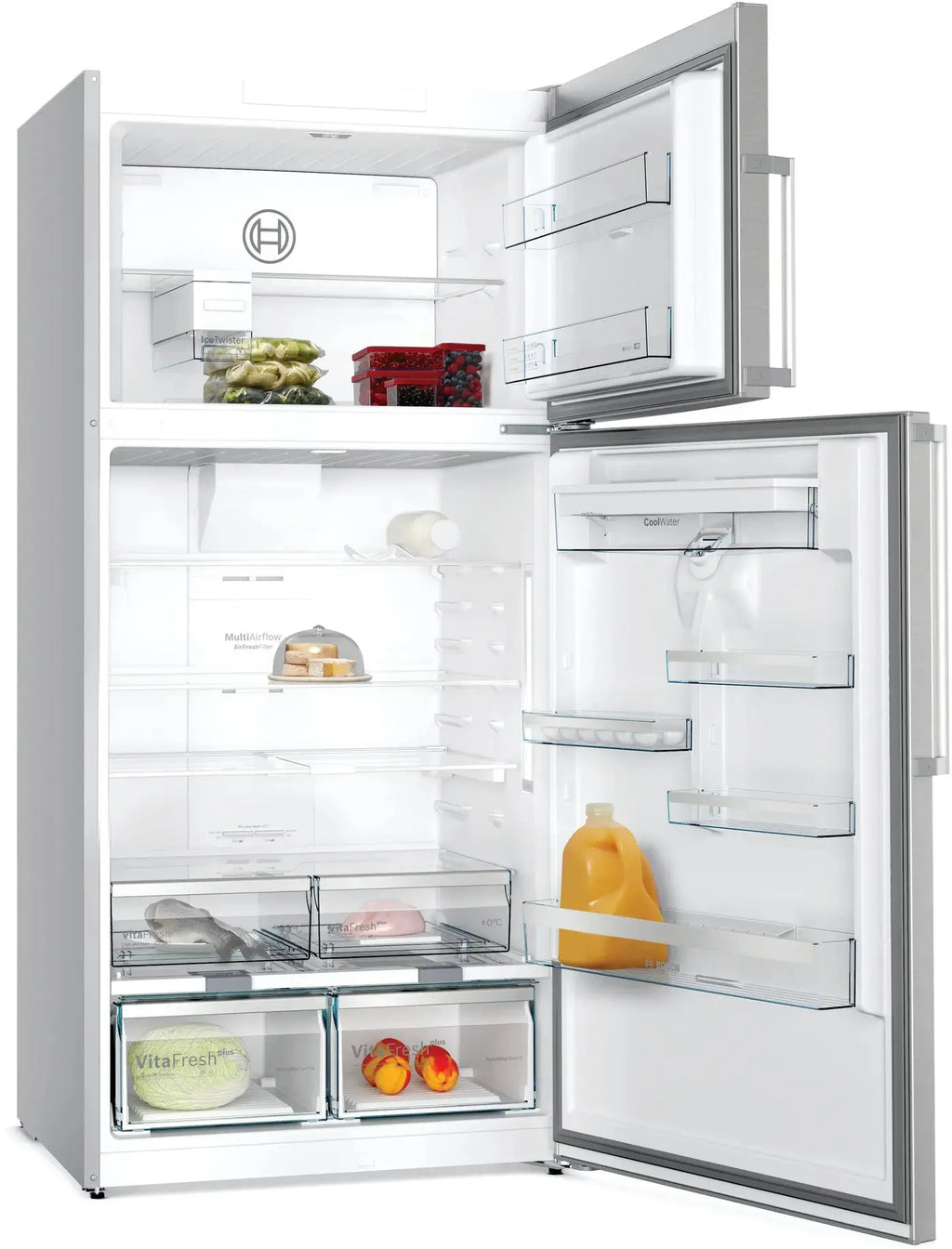 Series 6 Freestanding Fridge-freezer (Top freezer) 186 x 86 cm Brushed steel anti-fingerprint, Total No Frost