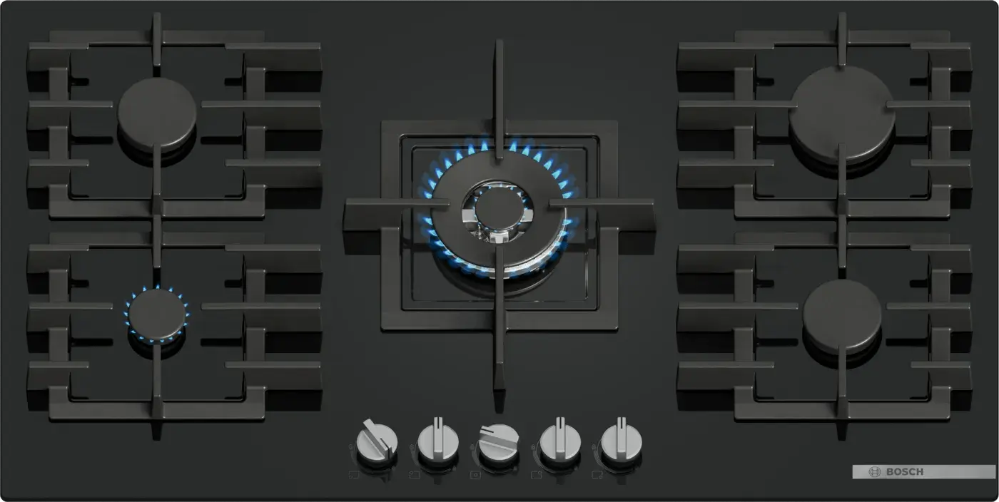 Series 6 Gas Hob 90 cm Tempered glass, Black