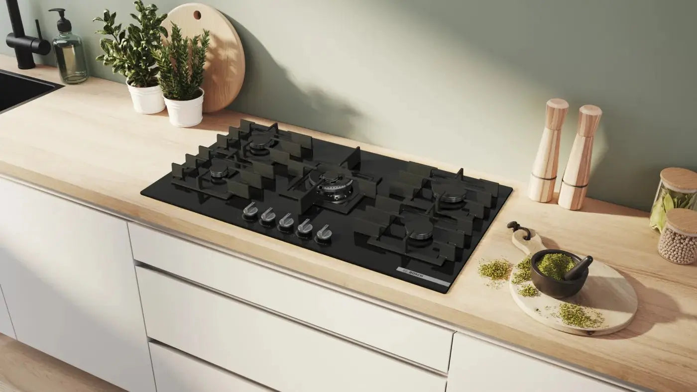 Series 6 Gas Hob 90 cm Tempered glass, Black