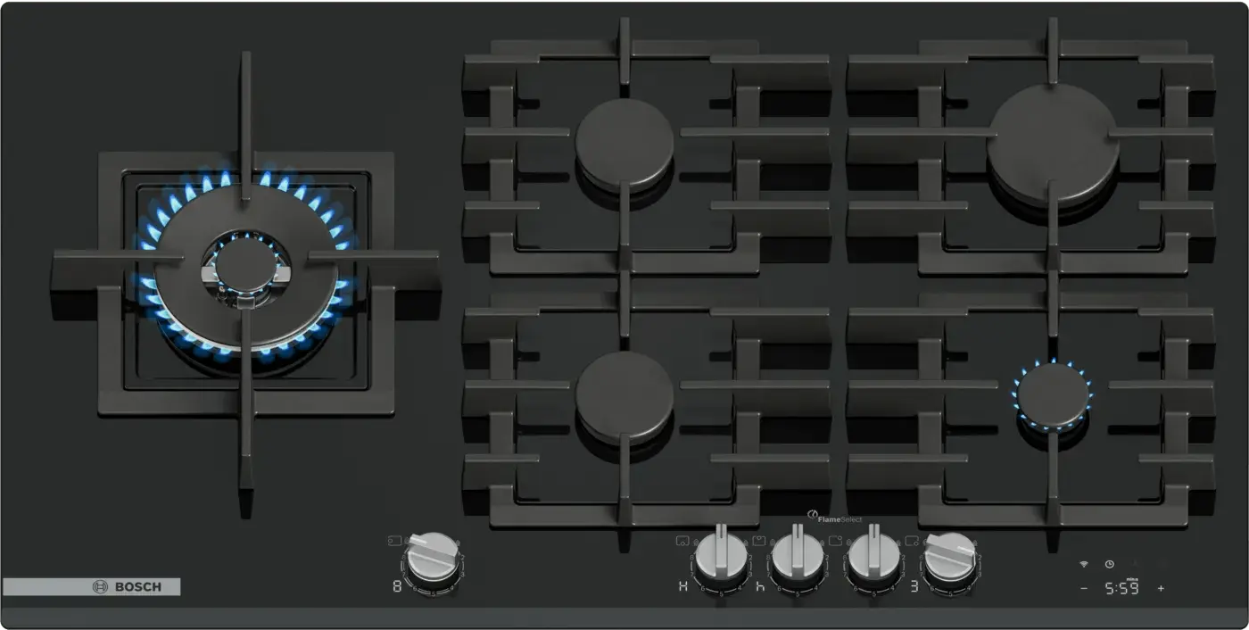 Series 8 Gas Hob 90 cm Tempered glass, Black