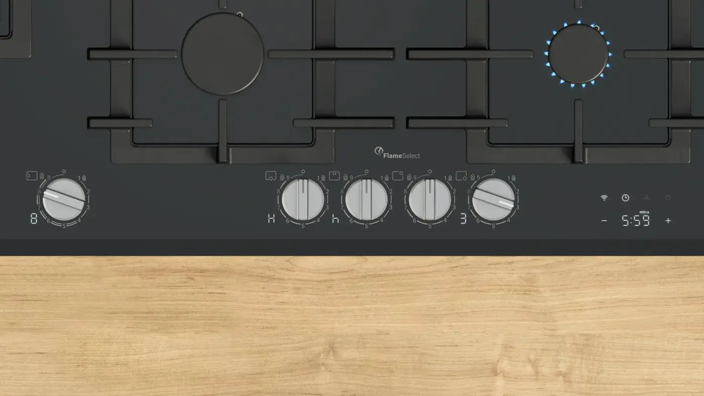 Series 8 Gas Hob 90 cm Tempered glass, Black